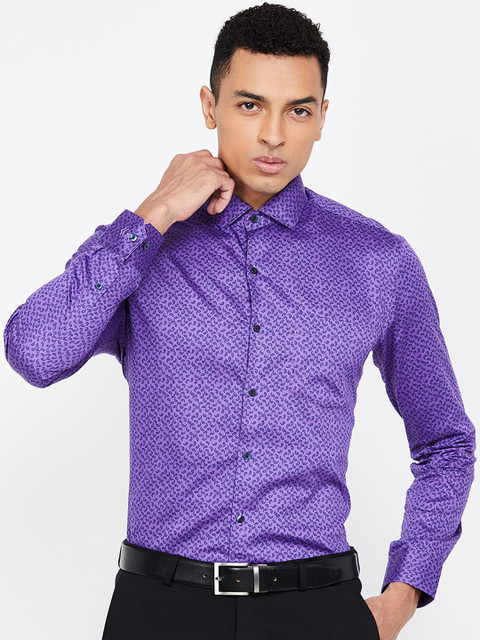 

CODE by Lifestyle Men Purple Slim Fit Printed Casual Shirt