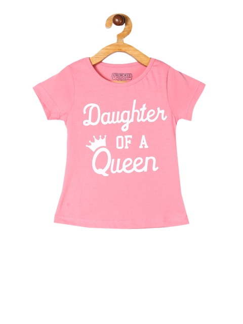 

Cherokee Girls Pink & White Printed Round Neck T-shirt