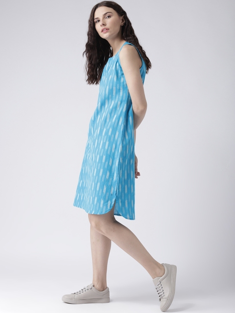 

SIAH Women Blue & White Striped A-Line Ethnic Dress