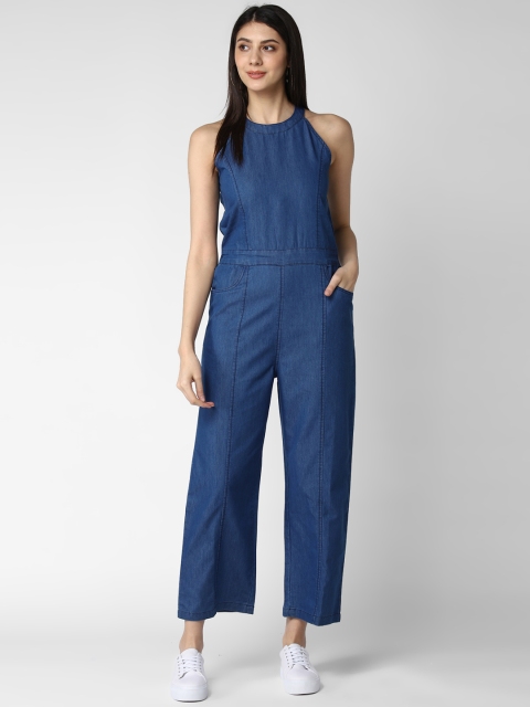 

StyleStone Women Blue Solid Basic Denim Jumpsuit