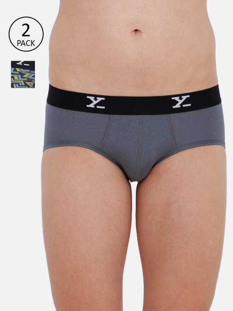 

XYXX Men Pack of 2 Black & Grey Ultra Soft Briefs XYBRF2PCKN57