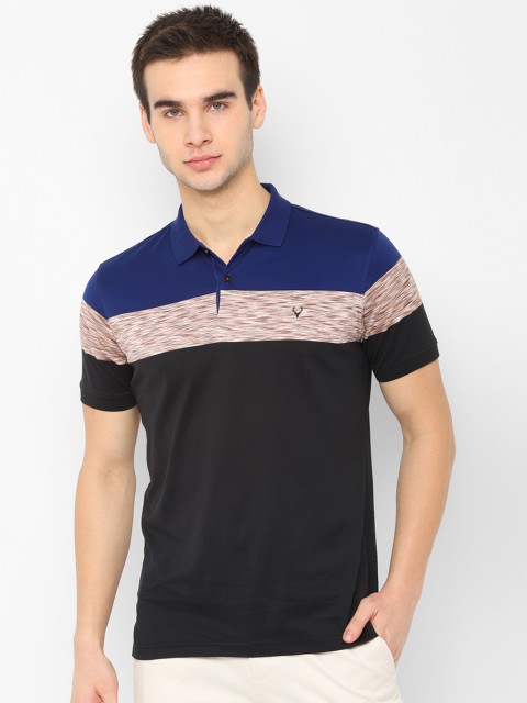 

Allen Solly Men Black & Pink Colourblocked Polo Collar T-shirt