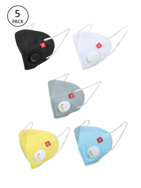 

Swiss Design Unisex 5 Pcs 5 Ply Valved Anti-Pollution Reusable KN95 Masks, Multi