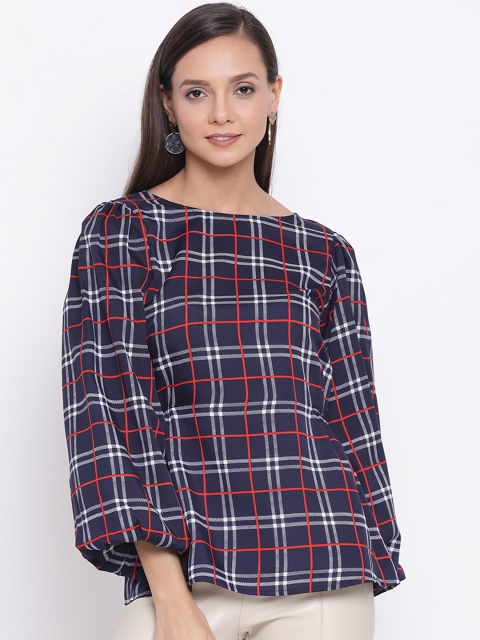 

ALL WAYS YOU Women Navy Blue Checked Top