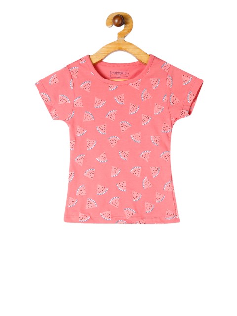 

Cherokee Girls Pink & Blue Printed Round Neck T-shirt