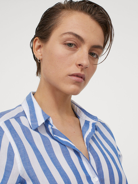 

H&M Women White & Black Cotton Shirt