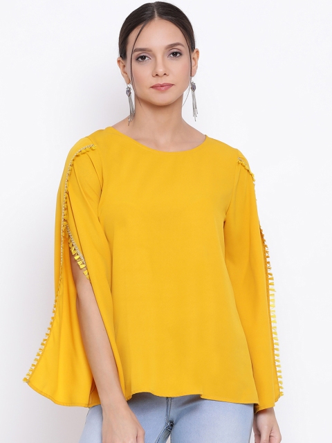 

ALL WAYS YOU Women Yellow Embellished Top