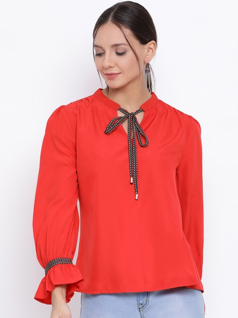 

ALL WAYS YOU Women Coral Red Solid Top