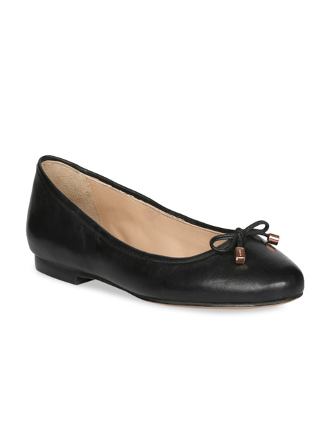 

Saint G Women Black Solid Leather Ballerinas