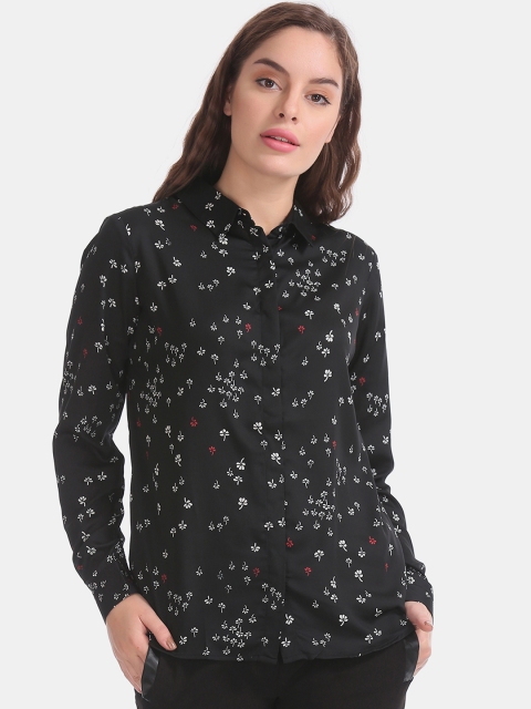 

ELLE Women Black Regular Fit Floral Printed Casual Shirt