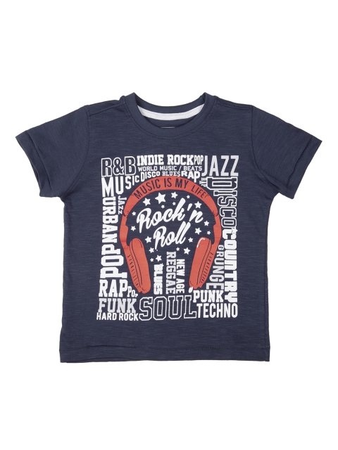 

Cherokee Boys Navy Blue & White Printed Round Neck T-shirt