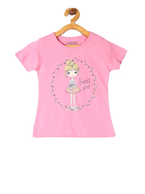 

Cherokee Girls Pink Printed Round Neck T-shirt