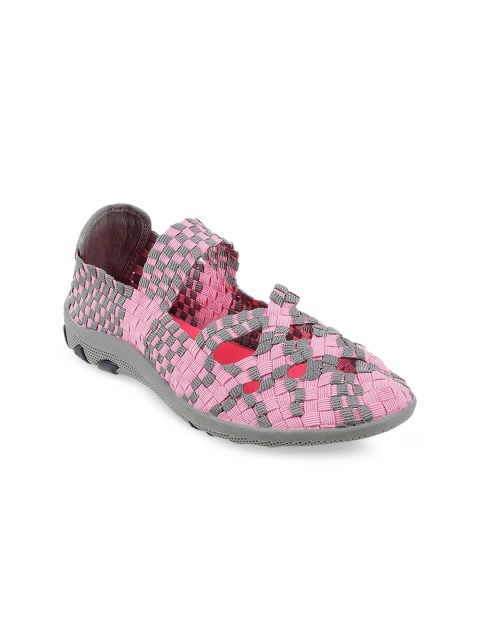

Mochi Women Pink Woven Design Slip-On Sneakers