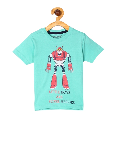 

Cherokee Boys Sea Green Printed Round Neck T-shirt