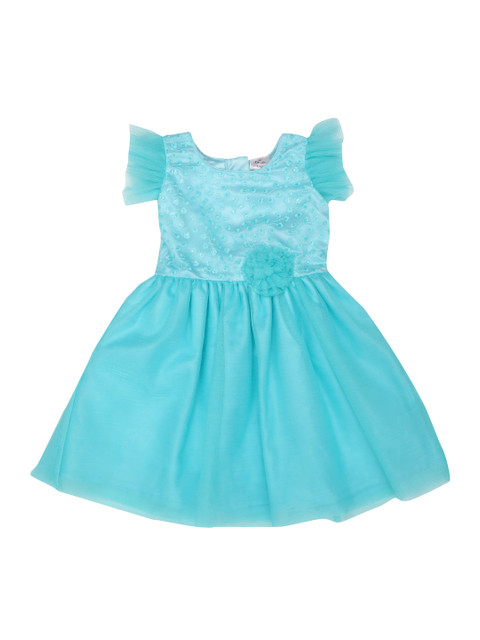 

Doodle Girls Blue Self Design Fit and Flare Dress