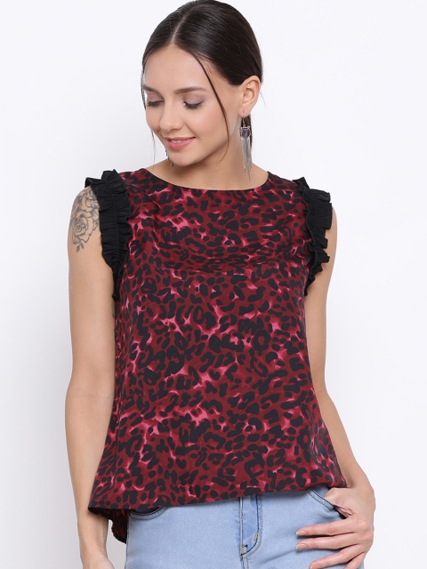 

ALL WAYS YOU Women Maroon & Black Printed Top