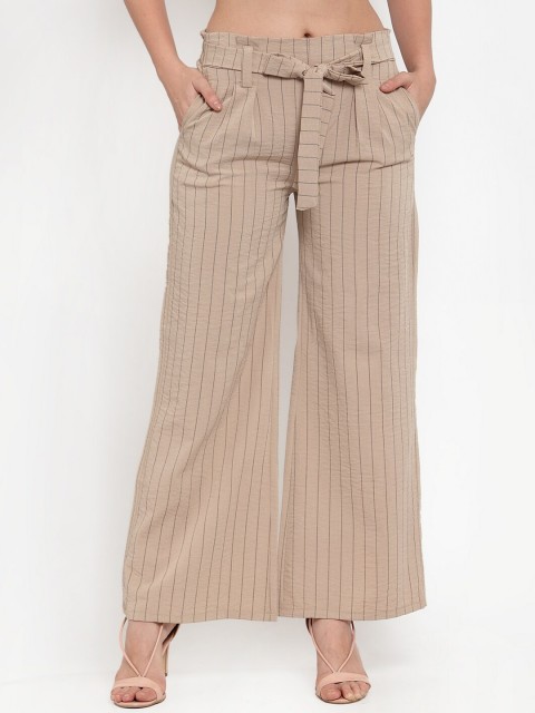 

Westwood Women Beige Relaxed Loose Fit Striped Parallel Trousers