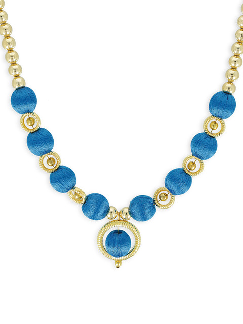 

AKSHARA Gold-Toned And Blue Handcrafted Beaded Necklace