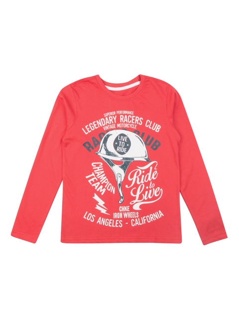 

Cherokee Boys Coral Red Printed Round Neck T-shirt