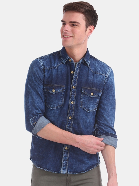 

Cherokee Men Blue Regular Fit Solid Casual Shirt