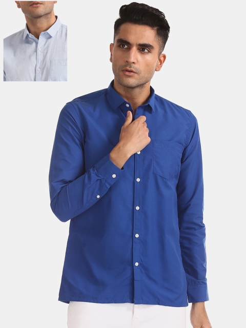

Excalibur Men Pack Of 2 Blue & White Checked Casual Shirts
