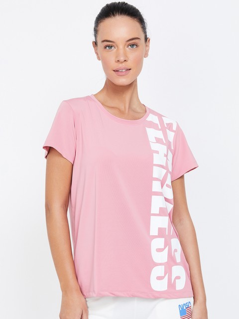 

Kappa Women Pink & White Printed Round Neck T-shirt
