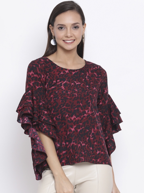

ALL WAYS YOU Women Maroon & Black Printed Top