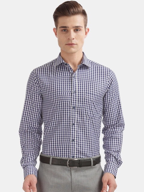 

Excalibur Men Blue & White Slim Fit Checked Formal Shirt