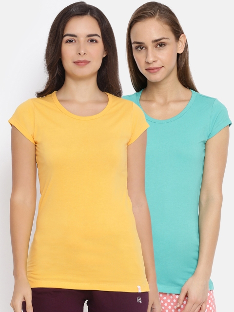 

Macrowoman W-Series Women Pack Of 2 Solid Lounge T-Shirts, Yellow
