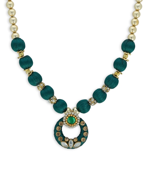 

AKSHARA Green & Gold-Toned Handcrafted Necklace