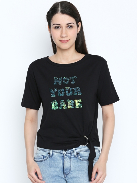 

Forever Glam by Pantaloons Women Black Embellished Top