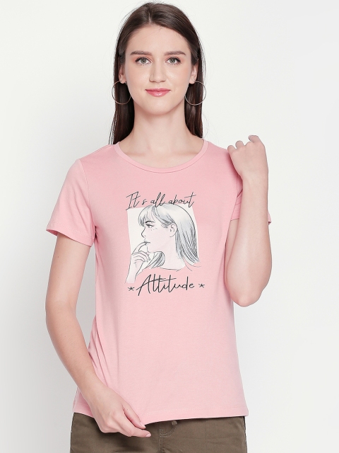 

Honey by Pantaloons Women Pink Printed Round Neck T-shirt