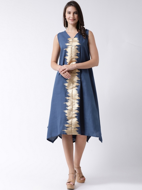 

SIAH Women Blue Printed A-Line Dress
