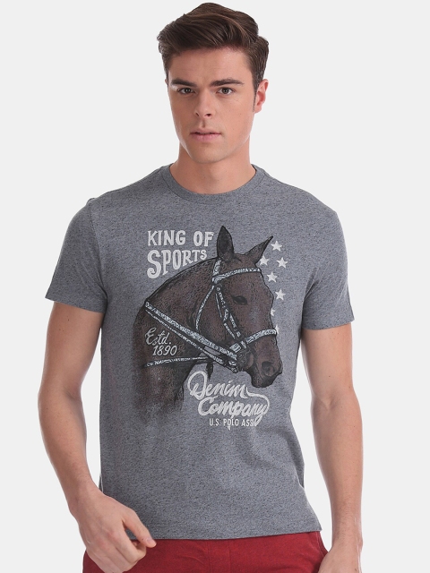 

U.S. Polo Assn. Men Blue Printed Round Neck T-shirt