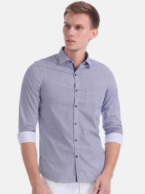 

Excalibur Men Blue Super Slim Fit Printed Formal Shirt