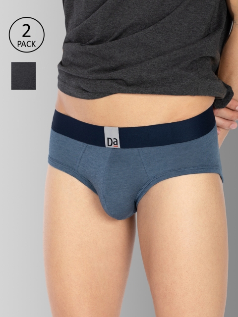 

DaMENSCH Men DEO-SOFT Deodorizing Micro Modal Melange Briefs DAM-MEL-B-EB-CB-PACK-2-MIX, Blue