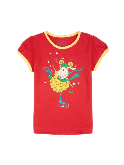 

Cherokee Girls Red Printed Round Neck T-shirt