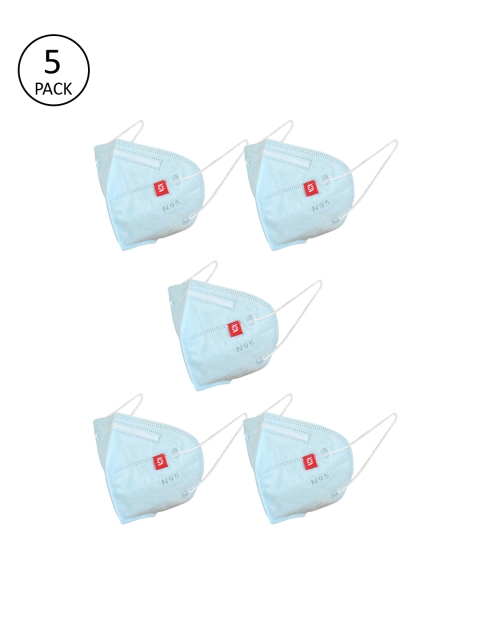 

Swiss Design Adults Pack Of 5 Blue 5-Ply Valved Anti-Pollution Reusable KN95 Masks