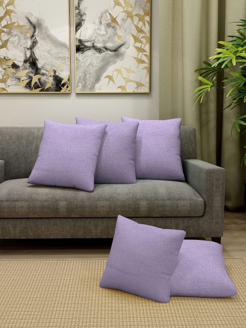 

KLOTTHE Lavender Set of 5 Solid Square Cushion Covers