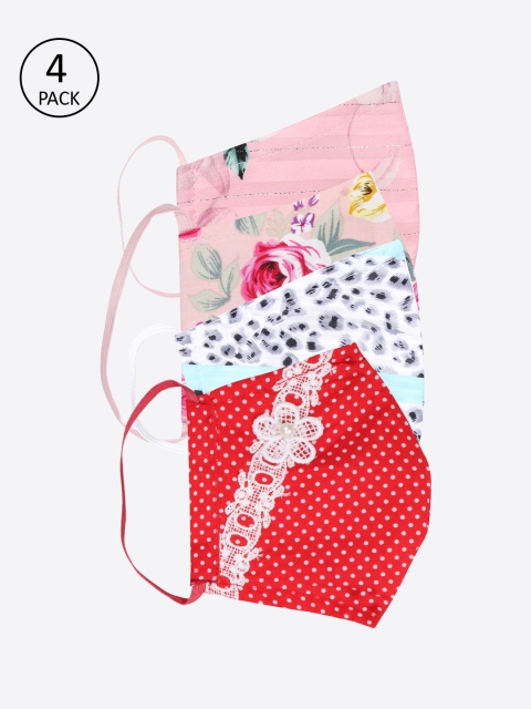 

CUTECUMBER Girls 4 Pcs Assorted Floral Printed 2 Ply Reusable Cloth Masks