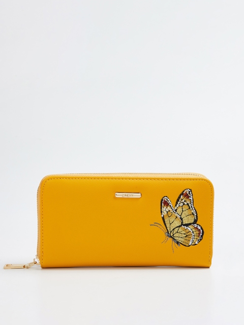 

Ginger by Lifestyle Women Mustard Printed Zip Around Wallet