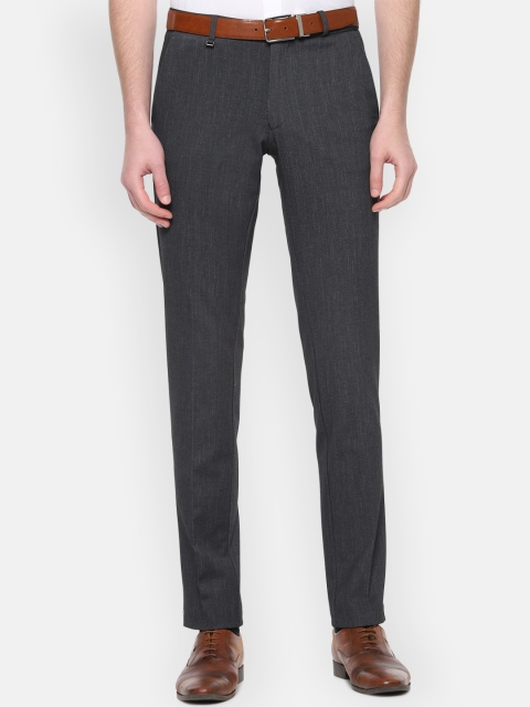 

Van Heusen Men Charcoal Grey Slim Fit Self Design Formal Trousers