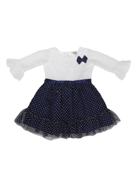 

Doodle Girls Navy Blue & White Printed Fit and Flare Dress