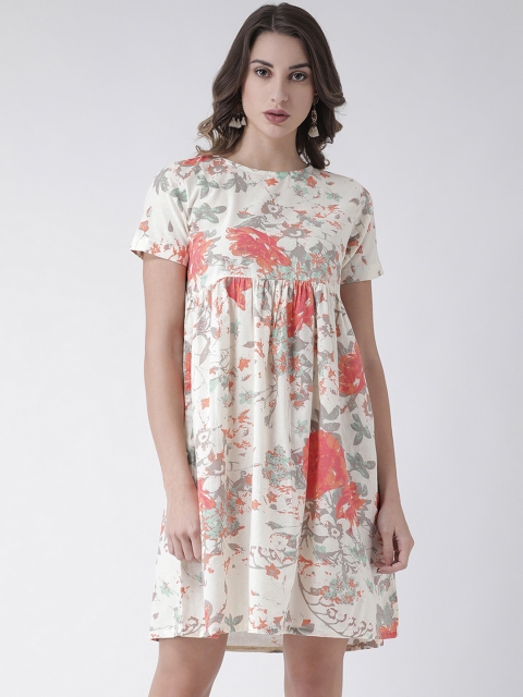 

SIAH Women Off-White Printed Fit and Flare Dress