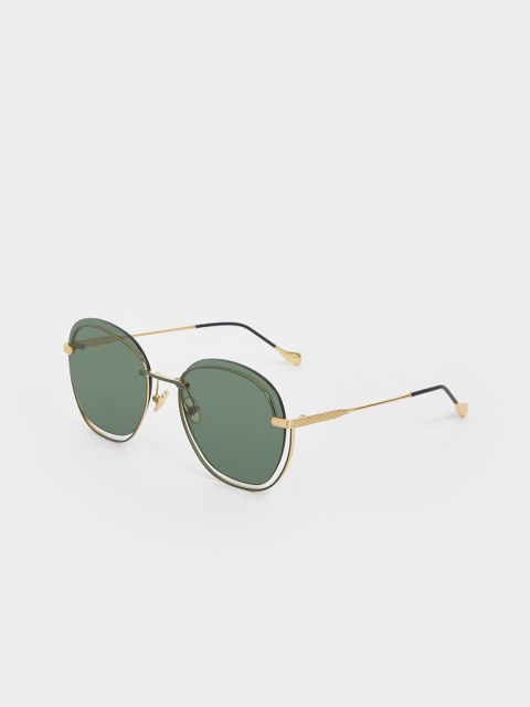 

CHARLES & KEITH Women Round Sunglasses CK3-71280385, Green
