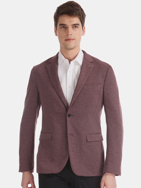 

AD By Arvind Men Red Solid Slim-Fit Single-Breasted Formal Blazer, Maroon