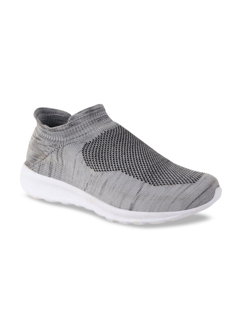 

Histeria Men Grey & Black Woven Design Slip-On Sneakers