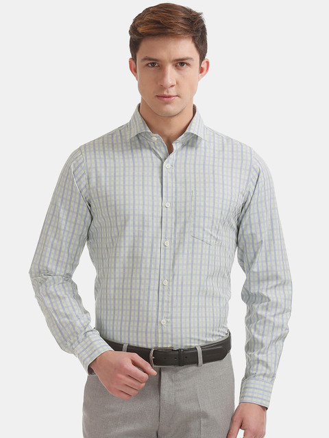 

Excalibur Men Blue & Green Slim Fit Checked Formal Shirt