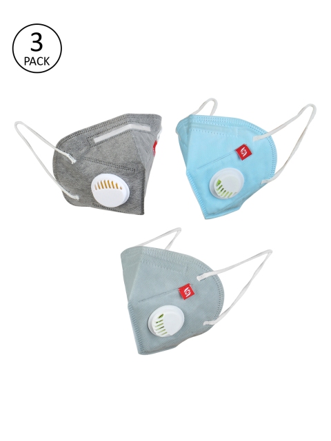 

Swiss Design Unisex 3 Pcs 5 Ply Valved Anti-Pollution Reusable KN95 Masks, Multi