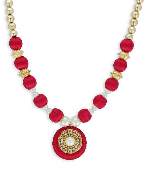 

AKSHARA Girls Red & Gold-Toned Handcrafted Necklace